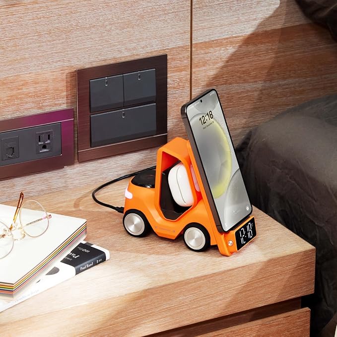 ADAM ELEMENTS Truck 5-in-1 Wireless Charging Station Multi-Function Alarm Clock (Orange)