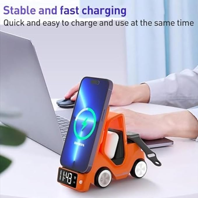ADAM ELEMENTS Truck 5-in-1 Wireless Charging Station Multi-Function Alarm Clock (Orange)