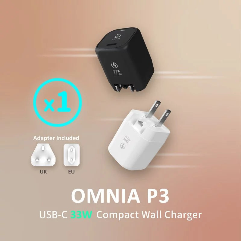 ADAM ELEMENTS OMNIA P3 USB-C 33W Compact Wall Charger (Black)
