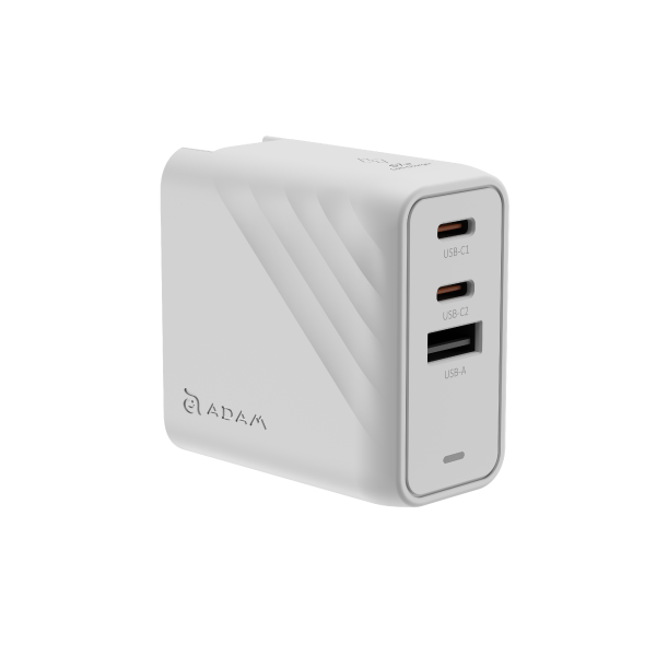 ADAM ELEMENTS P67 GaN 67W 3-Port Fast Charging Wall Charger (White)