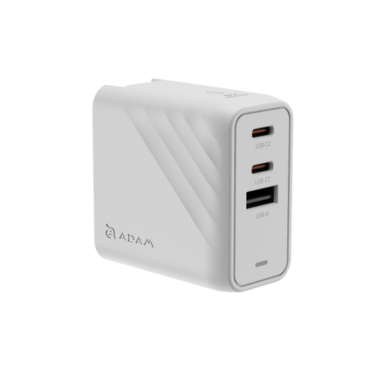ADAM ELEMENTS P67 GaN 67W 3-Port Fast Charging Wall Charger (White)