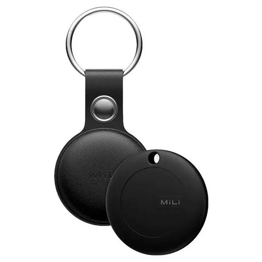 MILI MiTag Duo with Leather Keychain (iOS or Android Compatible) (Black)