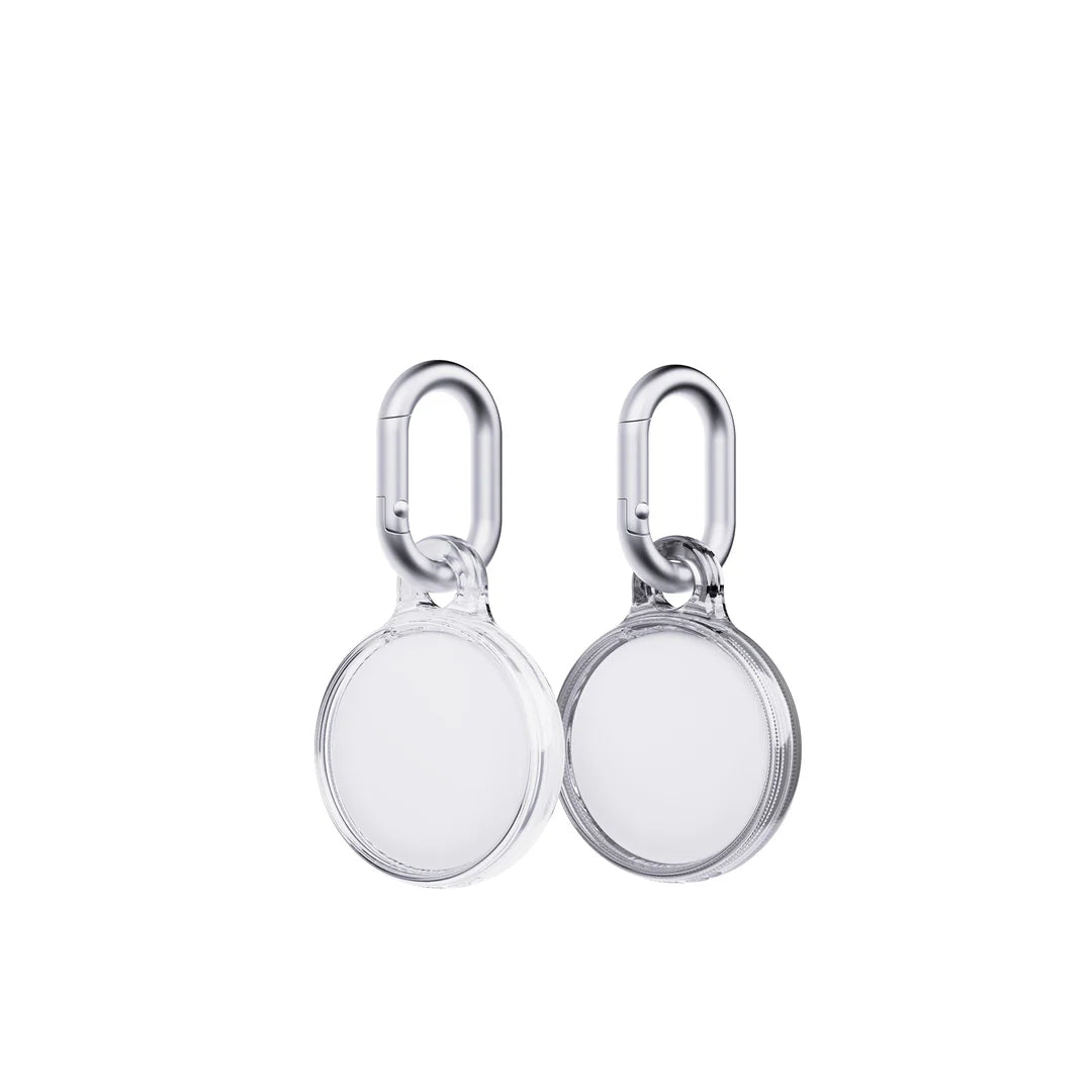 TECH21 EvoPop Apple AirTag Case Bundle (x2) (Silver & Clear)